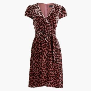 J. Crew Faux-wrap Velvet Dress in🌹Rose Leopard